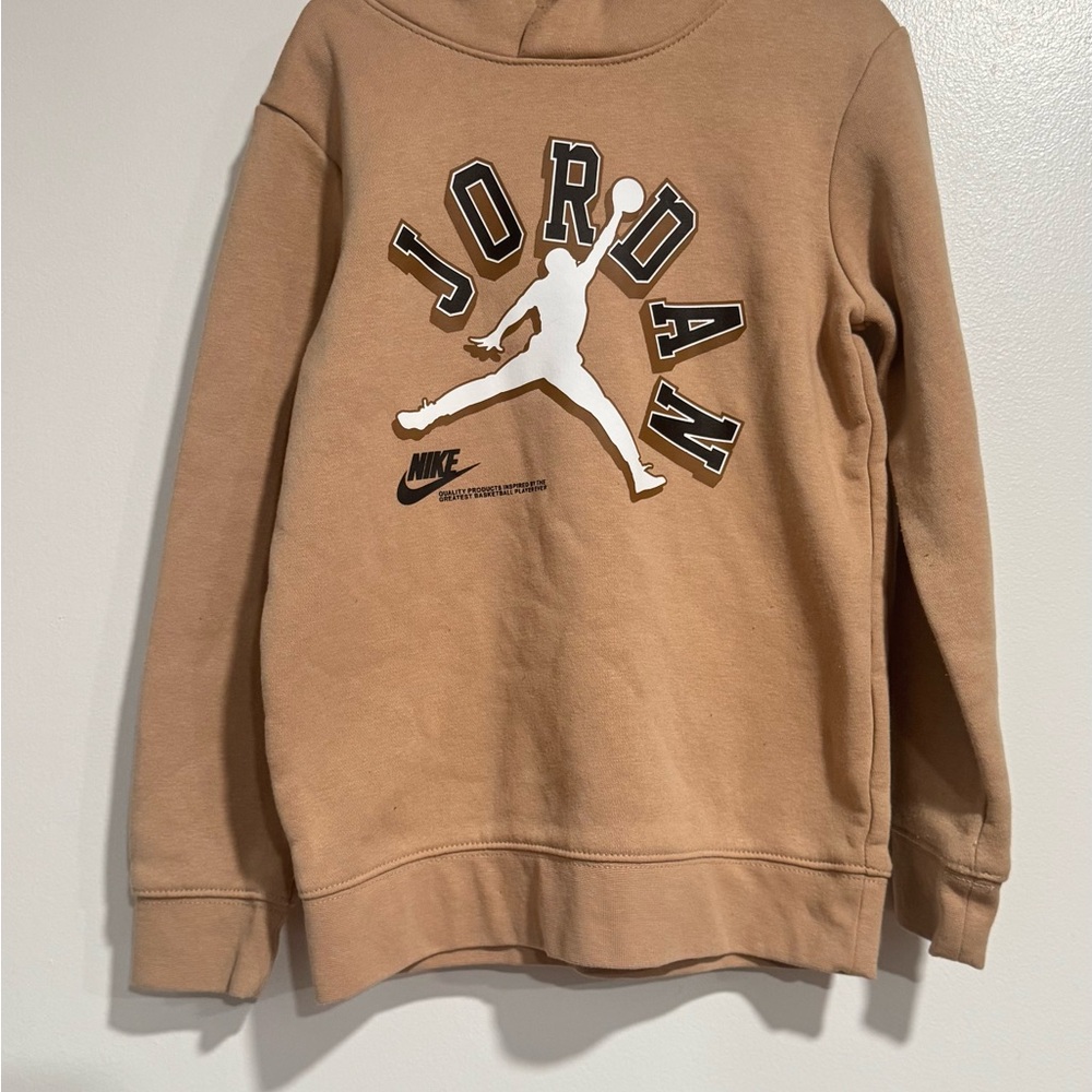 Jordan Kids Tan Hoodie with Iconic Logo